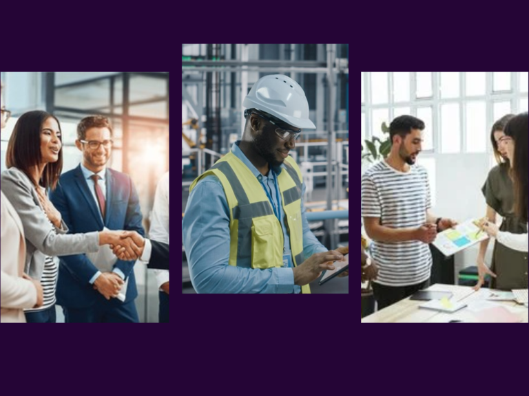 Experience Three images of people showing wide experience across production and office environments